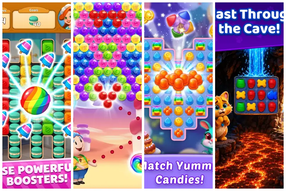 Boards from three titles on this page, captured on Google Play